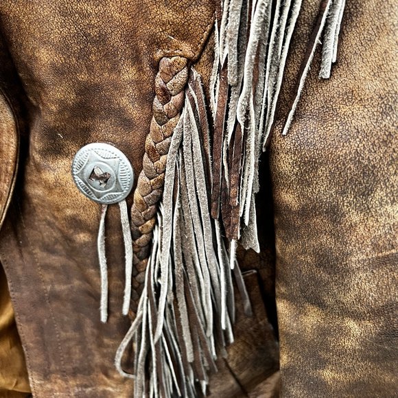 VINTAGE WESTERN FRINGE HEAVYWEIGHT LEATHER JACKET - Picture 3 of 10